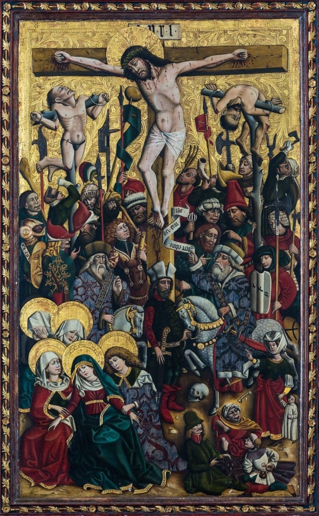 1280px Hallstatt kath. Kirche Knappenaltar Kreuzigung 01