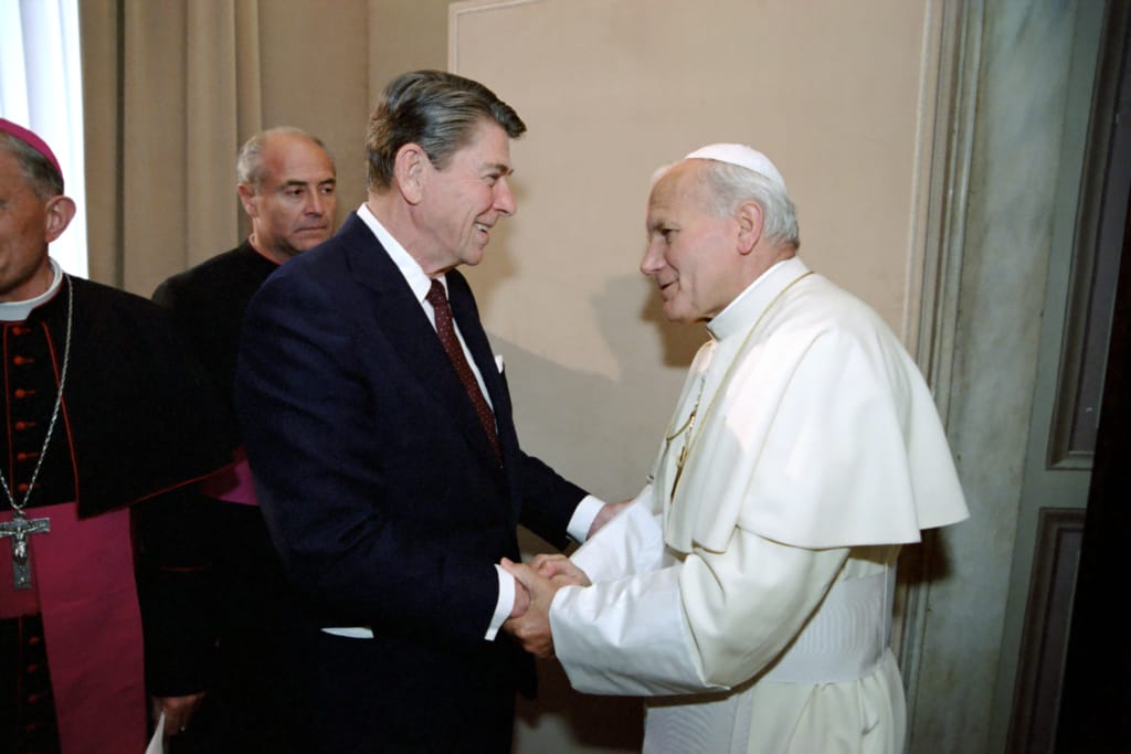 President Meeting with Pope John Paul Ii During Visit to The Papal Library Vatican Pontifical Palace DPLA 25a1b6832d44069abd195a21e37d042f 1