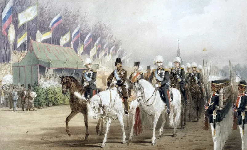 Alexander II of Russia and Naser al Din Shah Qajar by M.Zichy 1874 Hermitage